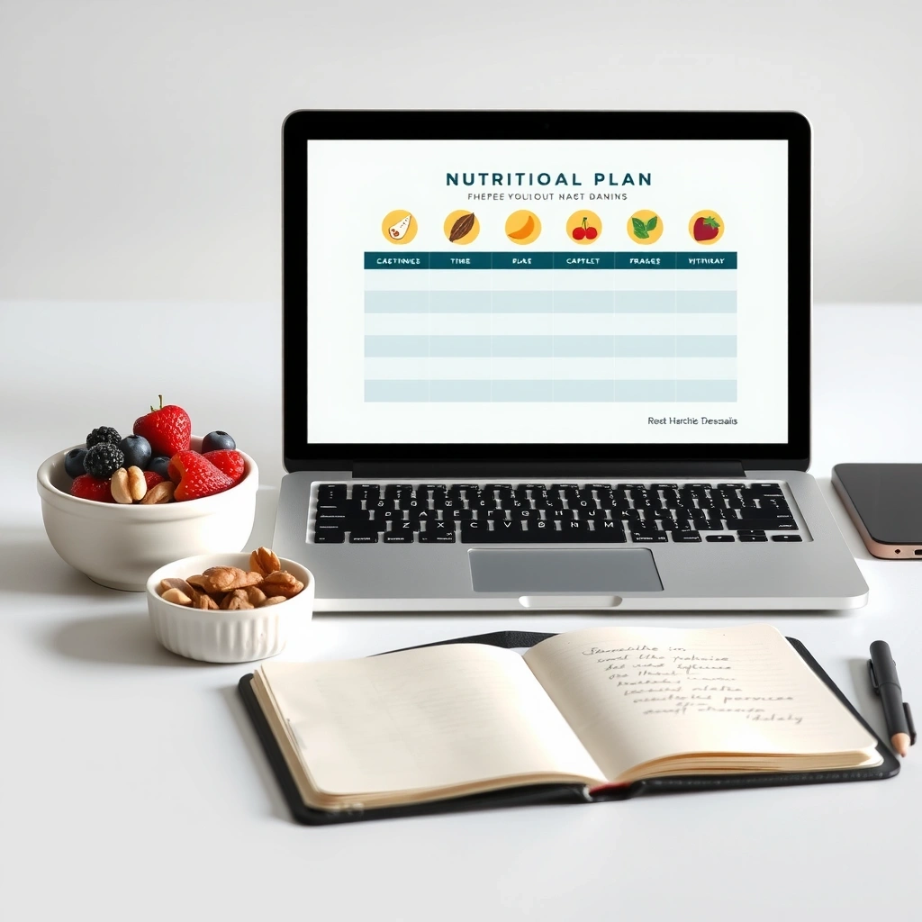 Ernährungsplan auf Laptop